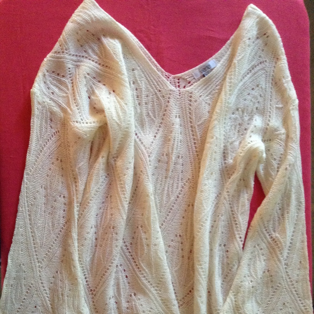 Crochet V-Neck Bell Sleeved sweater top